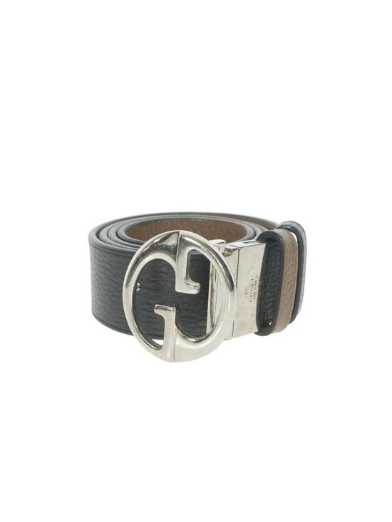 Gucci Interlocking Reversible Leather Buckle Belt 85 34 Black Brown main image 6